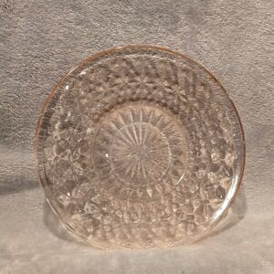 Vintage Jeannette Pink Depression Holiday Button and Bows Rayed‎ Center Plate